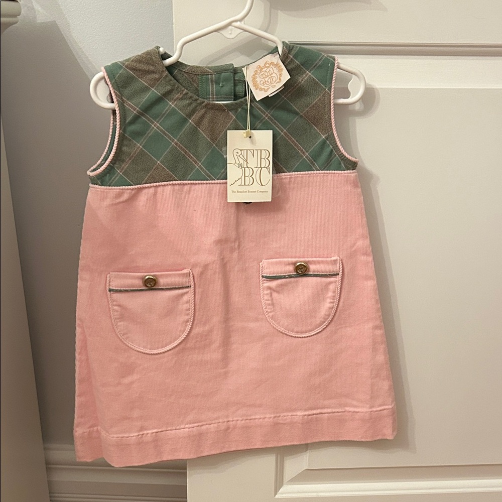 The Beaufort Bonnet Company Green Plaid and Pink Dress